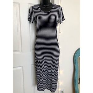New Navy Striped Cut Dress Cut Out Back